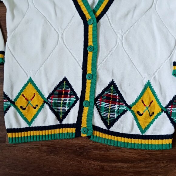 Vintage EP Pro Sweater Cardigan Womens Small Ribbed V-Neck Preppy Golf Outdoor - Picture 2 of 5